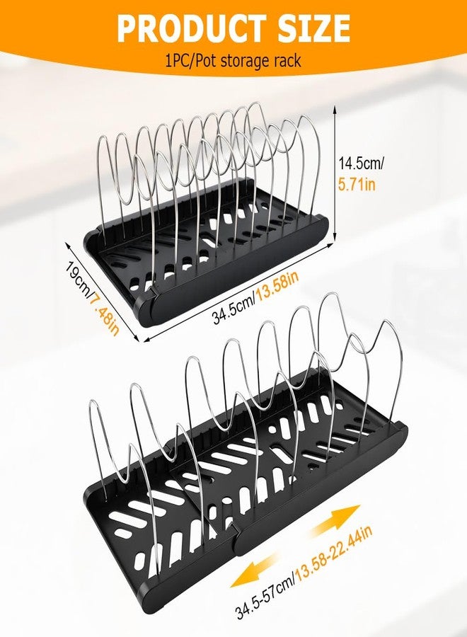 WeiLingBo Pots and Pans Organizer for under Cabinet, Expandable Pot Lid Holder with 10 Adjustable Compartment, Pan Organizers inside Cabinet for Lids, Bakeware, Cutting Boards(COLOR:Black) - Image 2